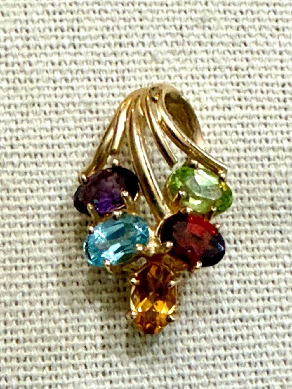 10k VIP Solid Y G Multi Colored Topaz Garnet Amethyst Citrine Peridot Pendant